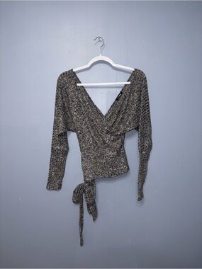 Fashion Nova • Gray Wrap Belted Sweater